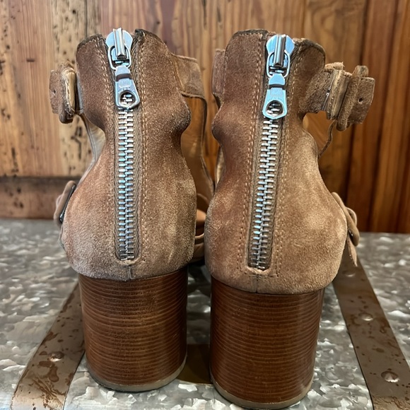 Rag & Bone Open Toe Suede Sandal Bootie With Buckles Neutral Tan Camel - Picture 5 of 9